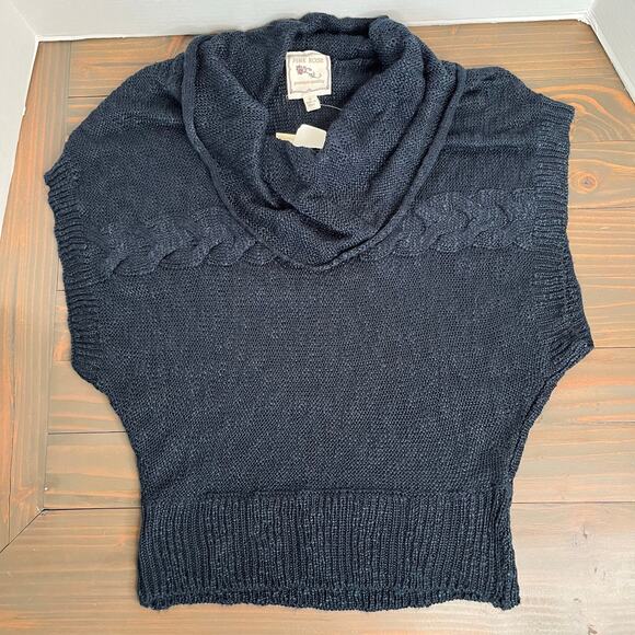 Pink Rose Open Knit Cowl Neck Navy Blue Sweater Vest NWT Size Small - Picture 15 of 16